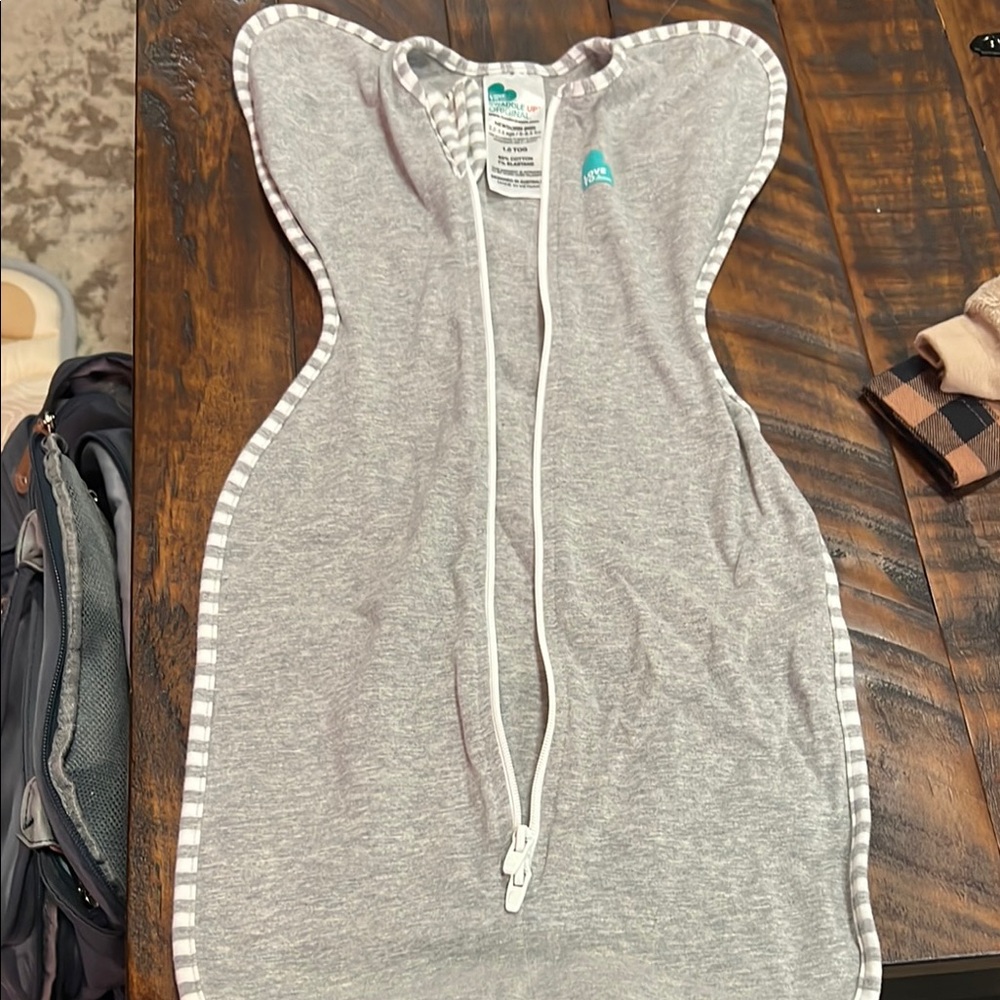 Gray Baby Swaddle with Zipper